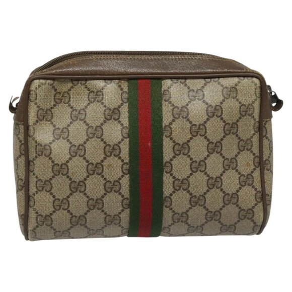 GUCCI GG Supreme Web Sherry Line Clutch Bag PVC Beige 89 01 012 Auth 112826 - Picture 2 of 16